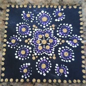 Hand Painted Mandala 4"x4" wood square